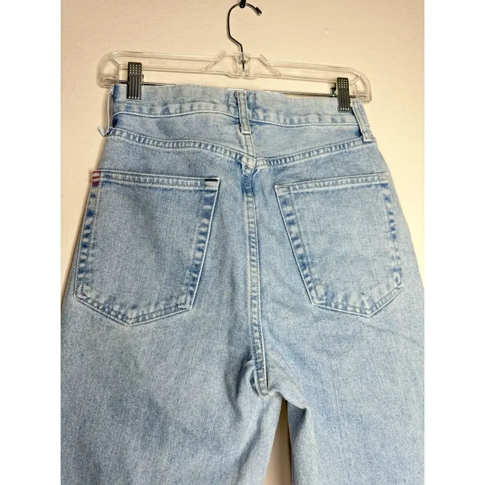 BDG 26x27 High Rise Baggy Blue Distress Jeans Button Zip Straight Flare Button - Picture 4 of 14